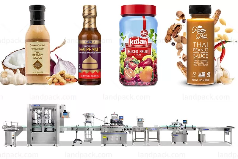 High Speed Peanut Butter Bottle Jar Filling Capping Labeling Line With Weight Detector