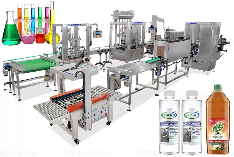 Automatic Chemical Pesticide Bleach Bottle Jar Tin Filling Machine Line