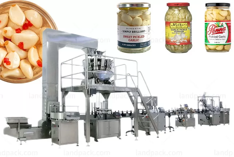 High Speed Automatic Pickled Garlic Bottle Jar Rotary Filling Capping Labeling Line