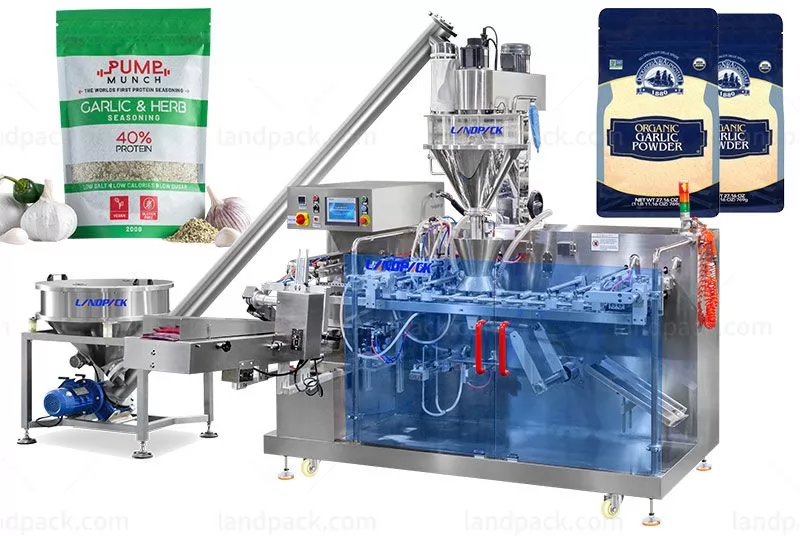 Automatic Horizontal Premade Zipper Bag Gusset Pouch Doypack Garlic Powder Packaging Machine