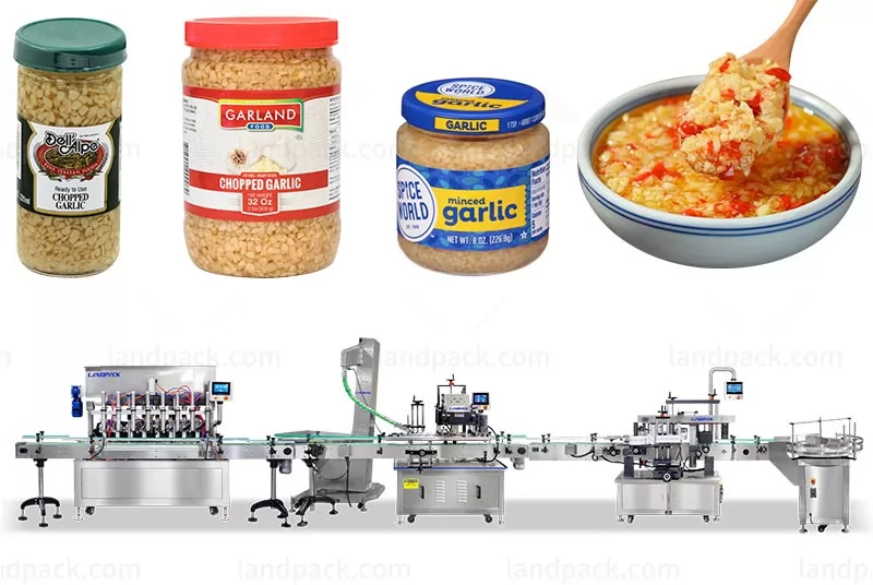 Automatic Garlic Paste Bottle/Jar Filling Capping And Labeling Machine Line