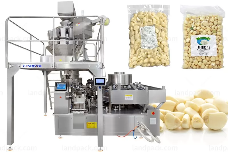 Automatic Granule Garlic Premade Bag Rotary Vacuum Weighing Packaging Machine