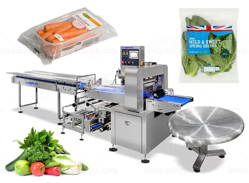 Automatic Fresh Vegetables and Fruits Pillow Bag Flow Wrapping Machine