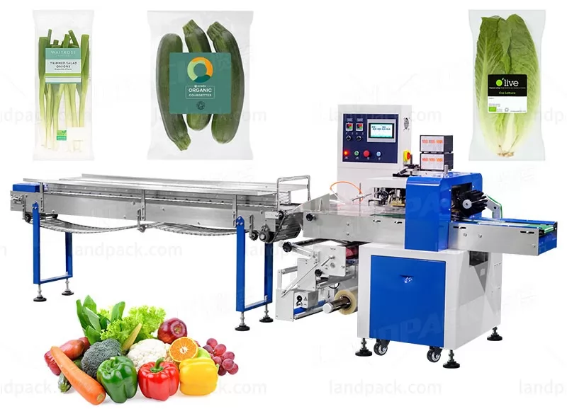 Automatic Horizontal Flow Pack Wrapper Machine For Vegetable And Fruit