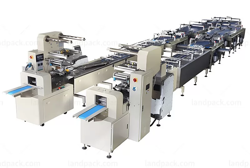 Automatic Sandwich Biscuit Doubel Layer Cookies Biscuits Horizontal Flow Packing Line