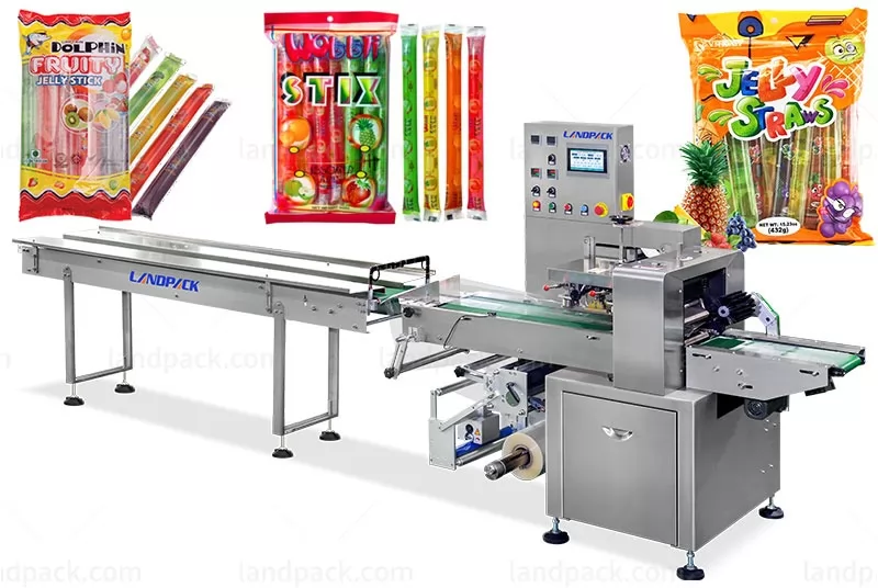 Automatic Horizontal Strip Freeze Pop Ice Lolly Popsicle Flow Packaging Machine