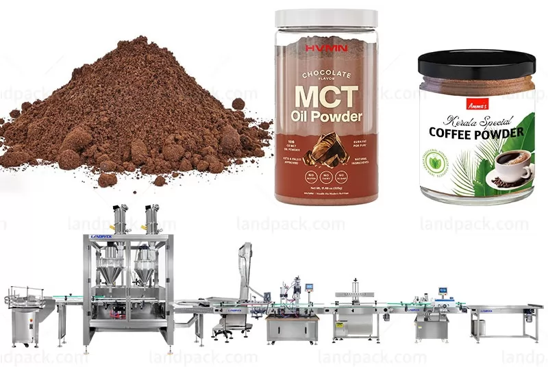 Fully Automatic Coffee Powder Bottle Jar Filling Capping Labeling Line