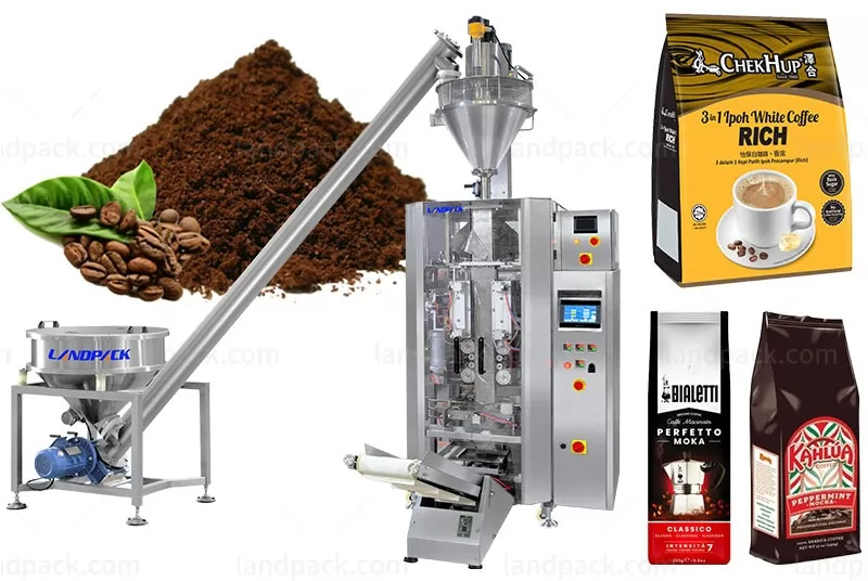 Automatic Coffee Powder Vertical Form Fill Seal Packaging Machine With Labeling Machine