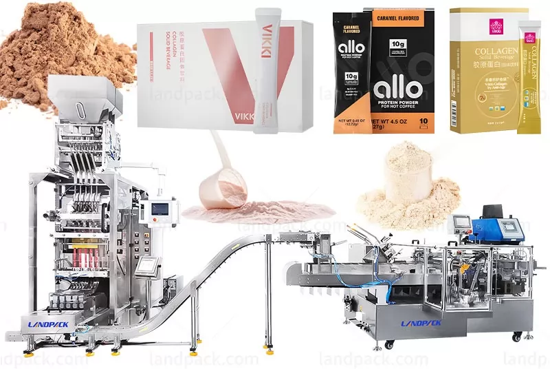 Multi-Lane Automatic Stick Pack Protein Powder Packaging Boxing Production Line