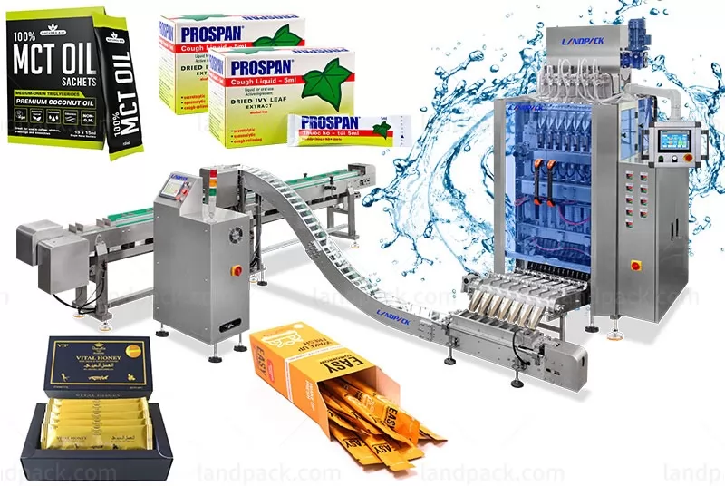 Automatic Multi Lane Liquid Stick Packing Machine With Counting Cartoning Line