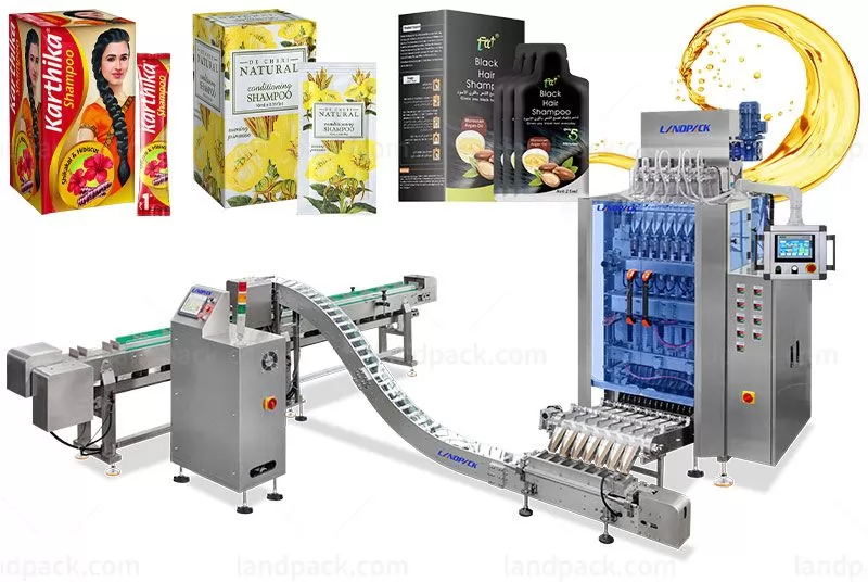 Multi-Lane Liquid Shampoo Stick Packing Machine With Counting Cartoning Line