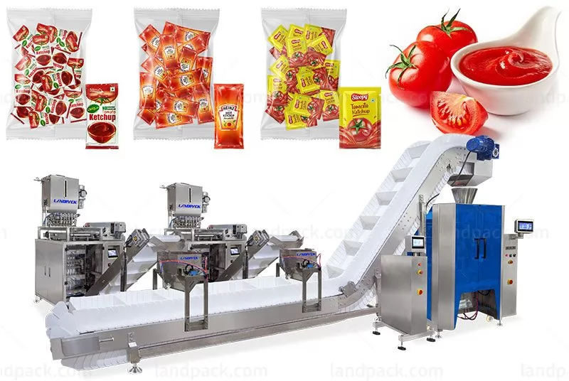 Automatic Multilane Tomato Ketchup Sachet Counting Into Bag Packaging Line