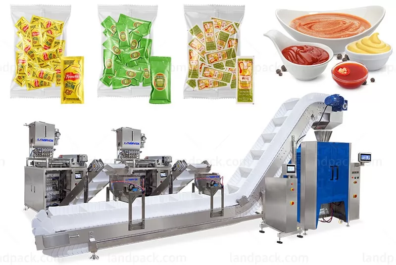 Automatic Multilane Liquid Sachet Counting Into Bag Packaging Machine Line