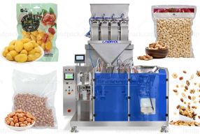 Automatic Granule Particle Material Weighing Doypack Packing Machine With 4 Head Linear Weigher