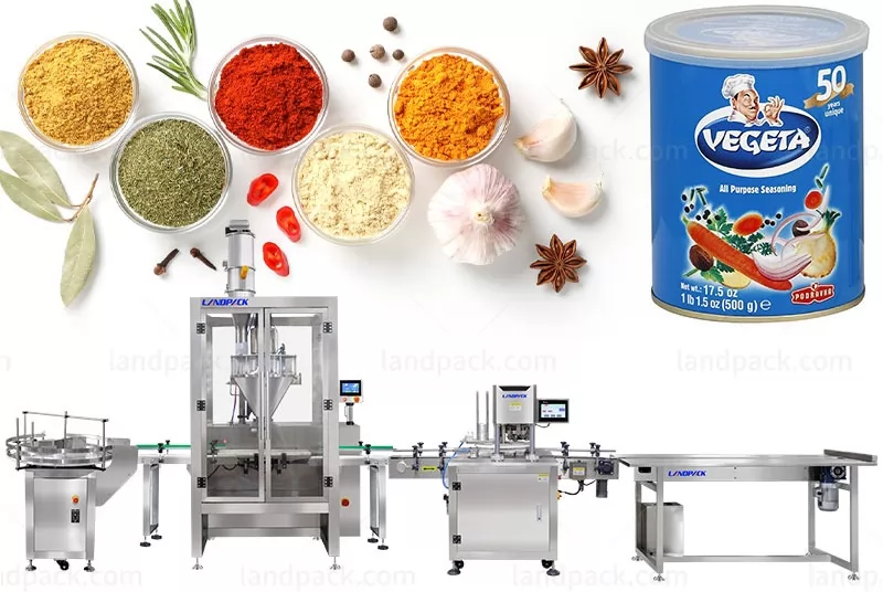 Automatic Spice Seasoning Powder Can Filling Sealing Machine Line