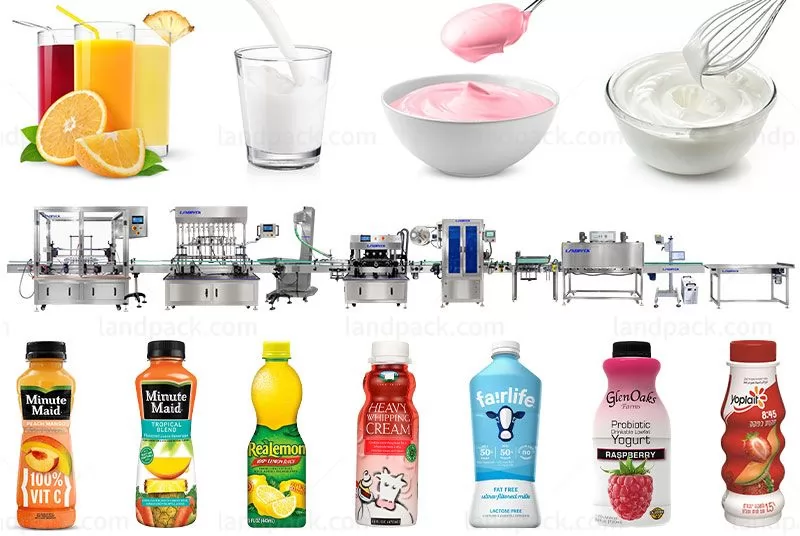 Fully Automatic Yogurt Bottle Washing Filling Capping Sleeving Machine Line