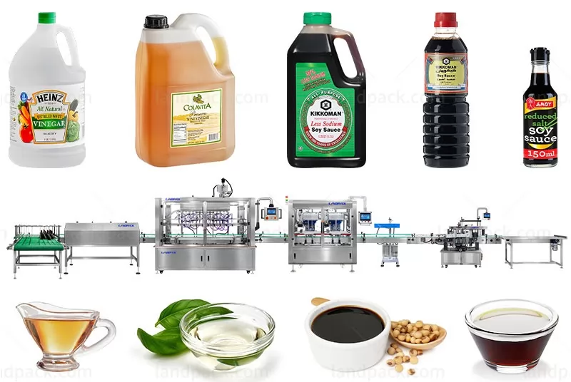 Full Automatic Soy Sauce Bottle Filling Capping Labeling Machine Line