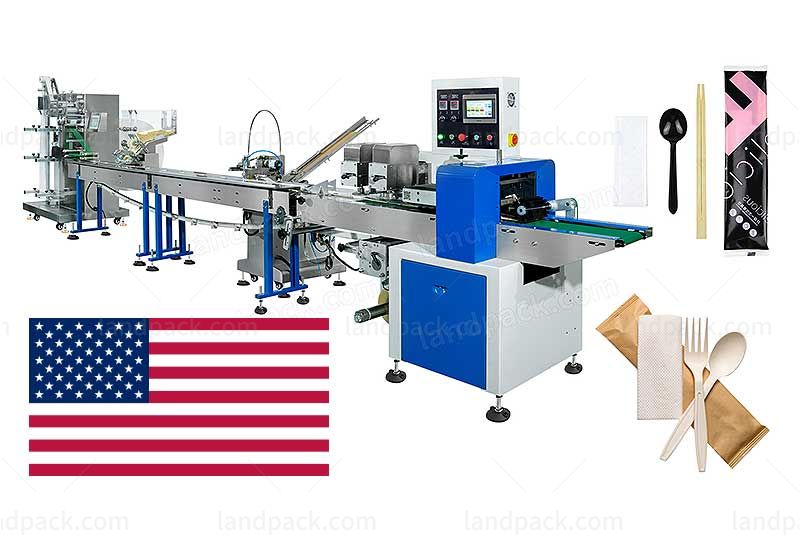 USA Disposable Cutlery Set Napkin Spoon Chopsticks Packaging Line Customized Case