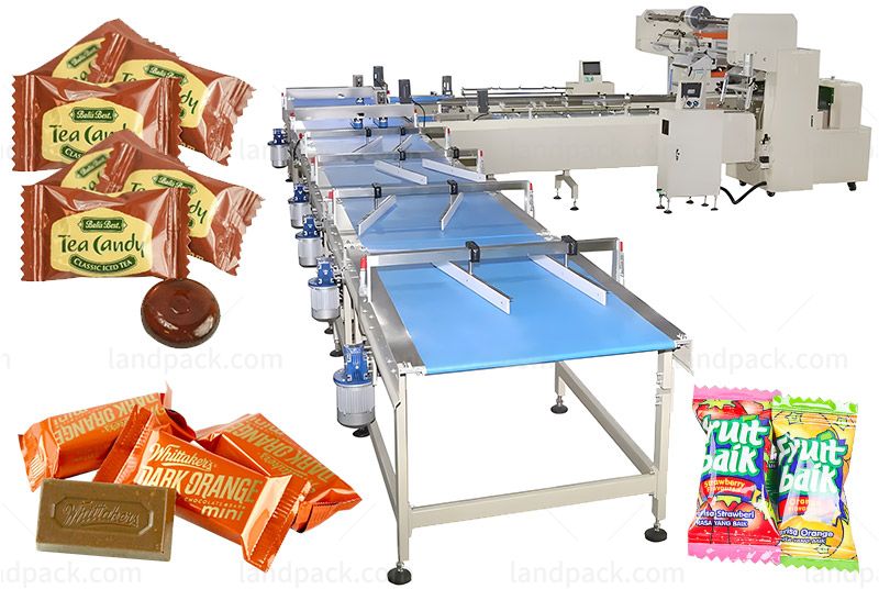 High Speed Automatic Feeding Packaging Machines Pillow Flow Pack Line Chocolate Candy Wrapping Machine