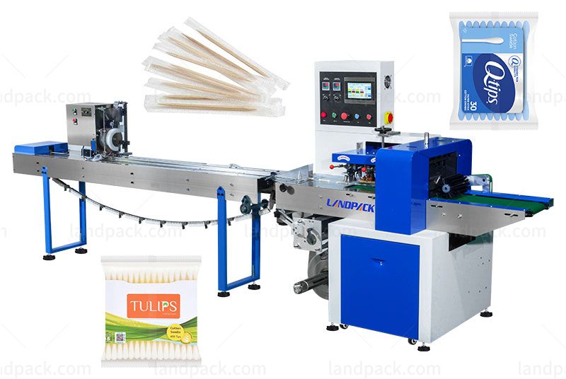 Automatic Feeding Swabs Cotton Bud Flow Counting Wrapping Packing Machine