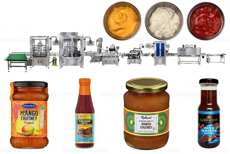 Automatic Chutney Filling Capping And Labeling Machine Line With Heat Shrink Machine