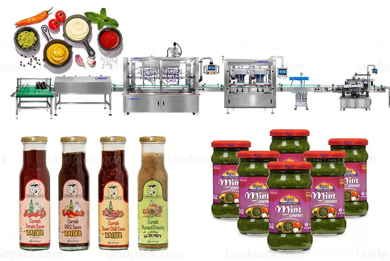 Automatic Chutney Bottle Filling Capping Labeling Machine Line
