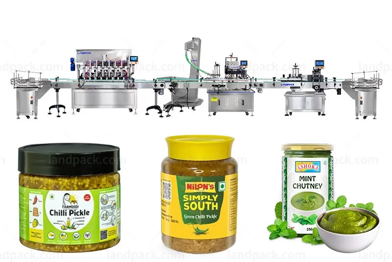 Automatic Filling Capping And Labeling Machine Line For Chutney Peanut Butter Ketchup