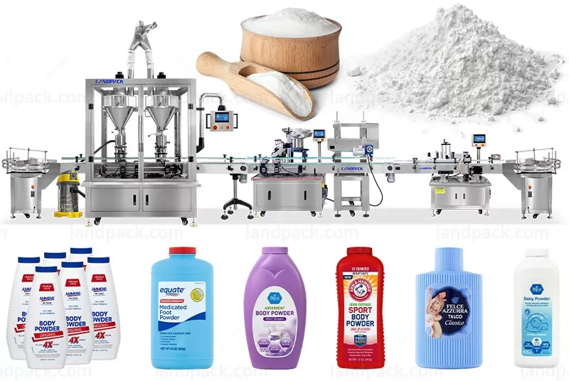 High accuracy Double Head Bottle Filling Capping Labeling Machine Line For Talcum Powder