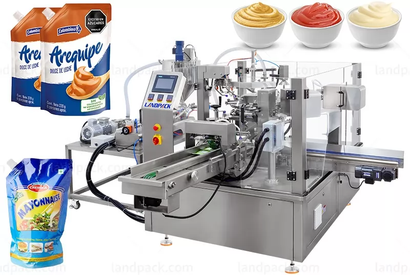 Mayonnaise Doypack Premade Bag Fill Packaging Machine Spout Stand up Pouch Rotary Packing Machine