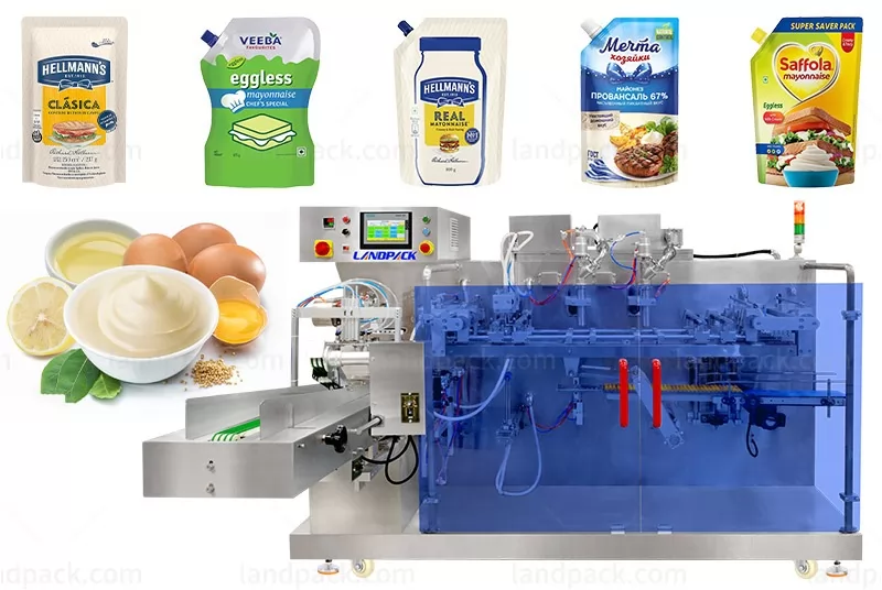 Automatic 2 Filling Nozzle Premade Bag Stand up Pouch Mayonnaise Doypack Packaging Packing Machine