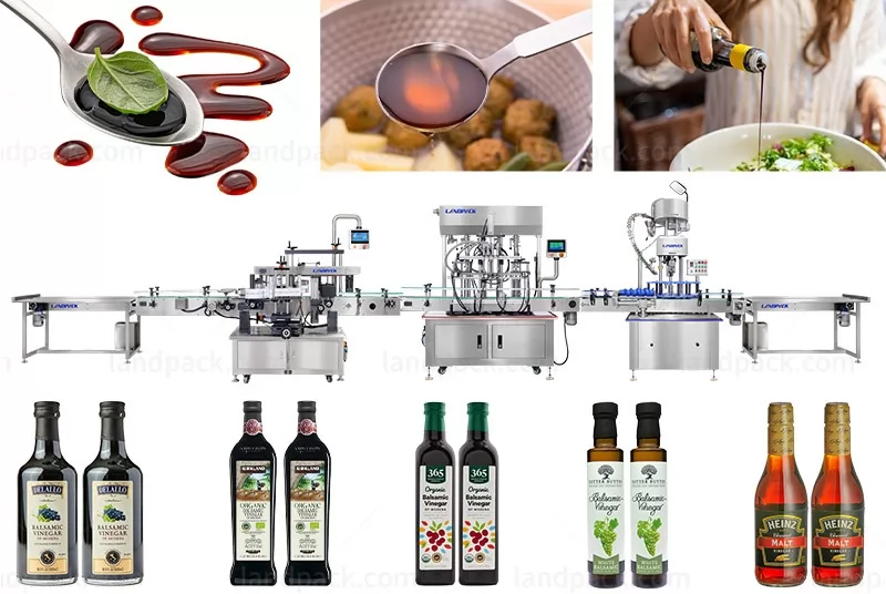 Automatic Piston Pump Vinegar Soy Sauce Wine Filling Capping Labeling Machine Line