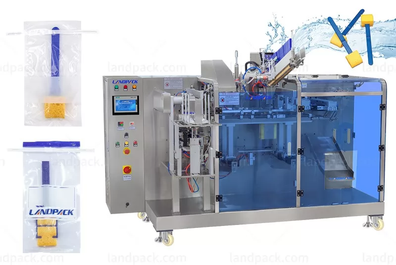Customized Horizontal Pouch Packing Machine For Nutrient Solution Mixed Sponge Stick