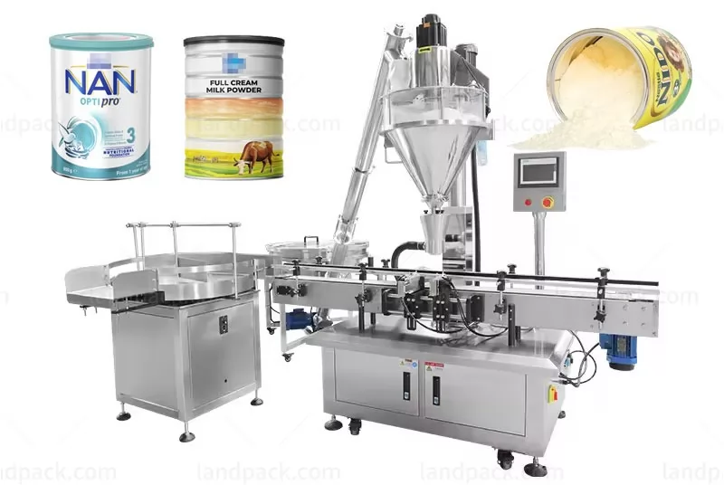 High Precision Milk Powder Bottles Cans Filling Machine With Bottle Unscrambler