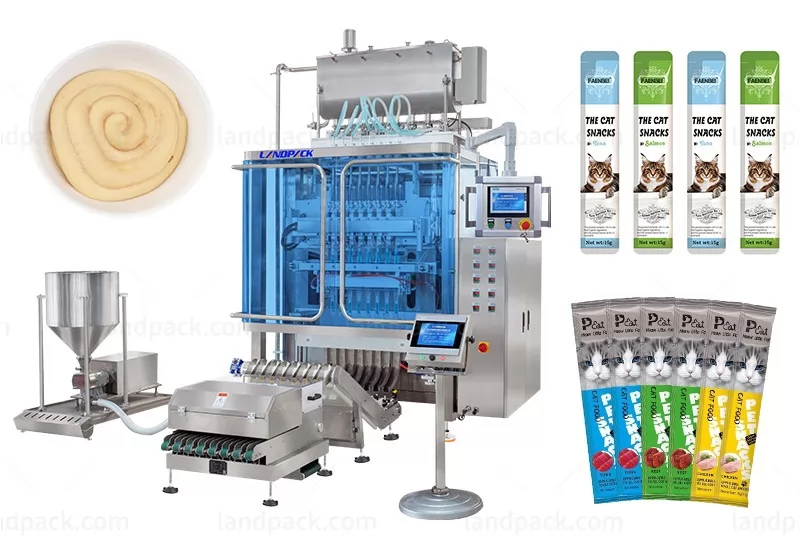Multi Lane Pet Food Cat Strip Stick Packing Machine With Weighing And Rejection System