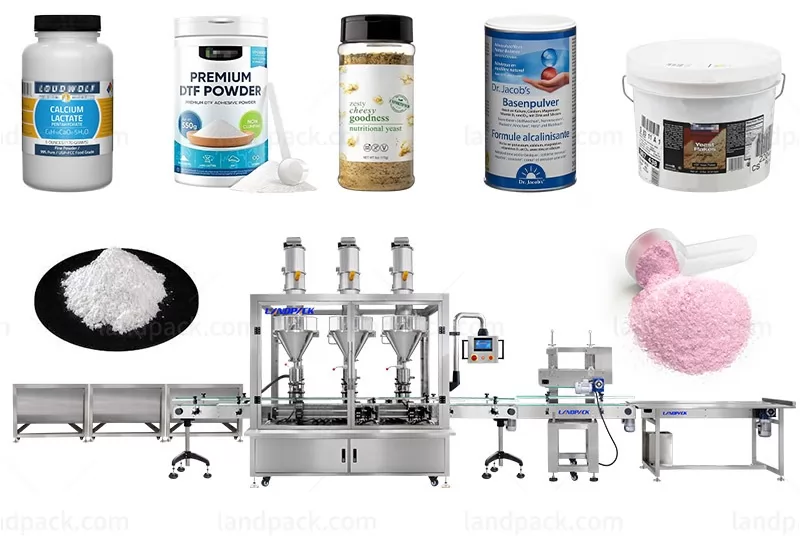 Automatic Pharmaceutical Powder 3 Heads Bottle Filling Machine Line