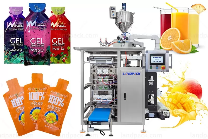 Double Lane Bottle Shaped Pouch Sachet Packing Machine For Liquid Drinks