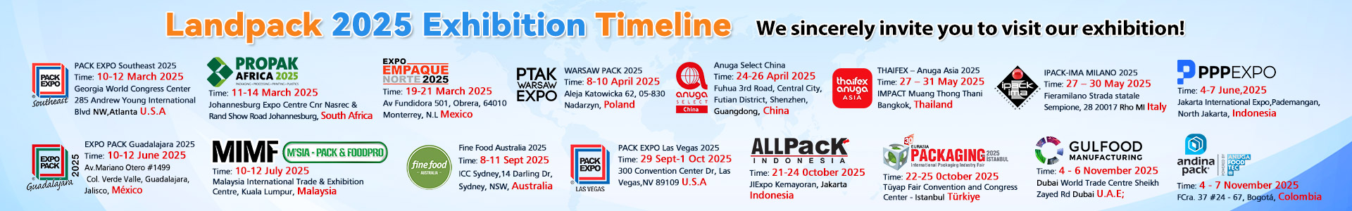 Landpack 2025 Exhibition Timeline