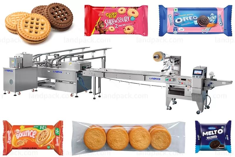 High Speed Sandwich Biscuits Packing Machine With Cream Injector