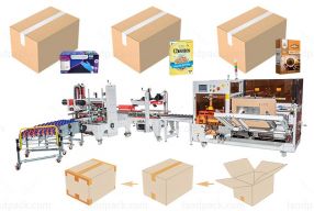 Automatic Box Case Carton Packing System With Heat Shrink Machine