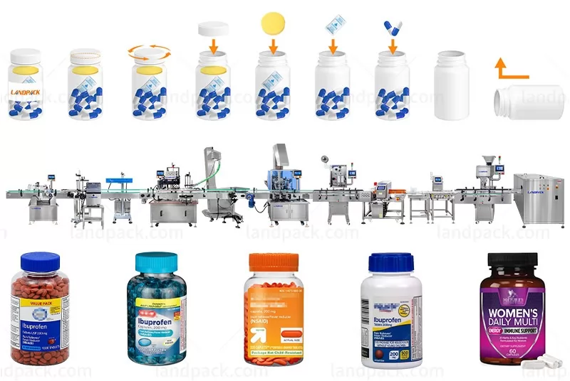 High Accuracy Capsule Tablet Bottle Filling Machine Pharma Packaging Line