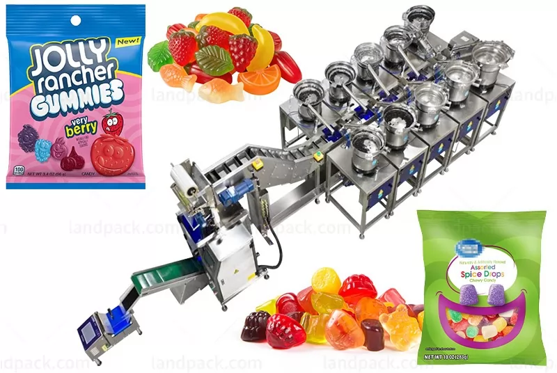 Automatic Gummy Counting Packing Machine With 10 Vibrating Feeder