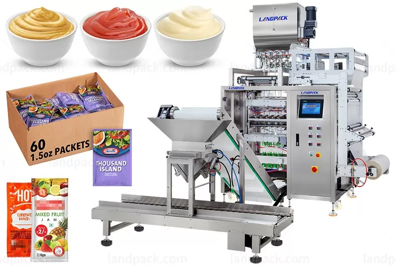 High-speed 4 Lane Liquid Sauce Sachet Counting Packing Machine Line