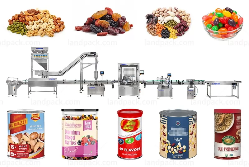 Automatic Mixed Nut Can Tin Filling Seaming Labeling Machine Line