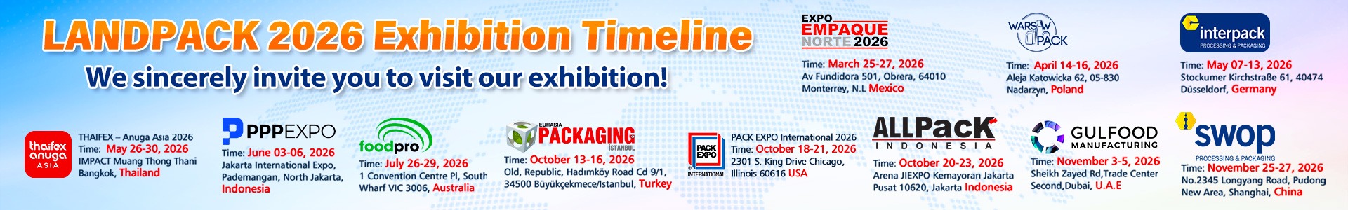 Landpack 2026 Exhibition Timeline