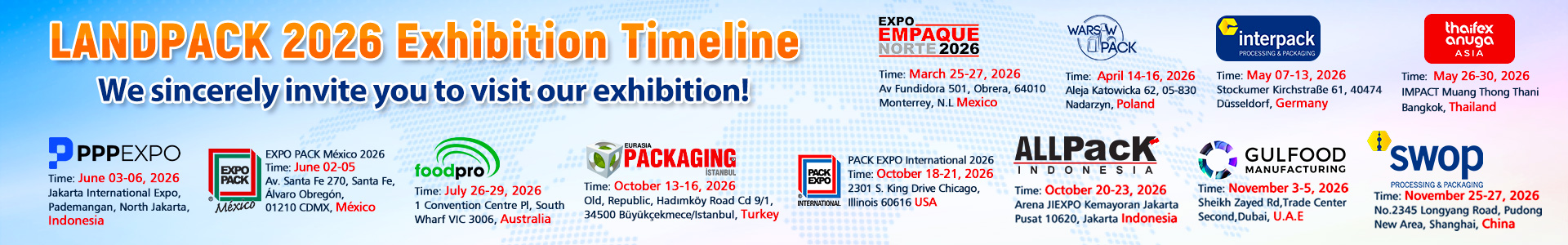 Landpack 2026 Exhibition Timeline