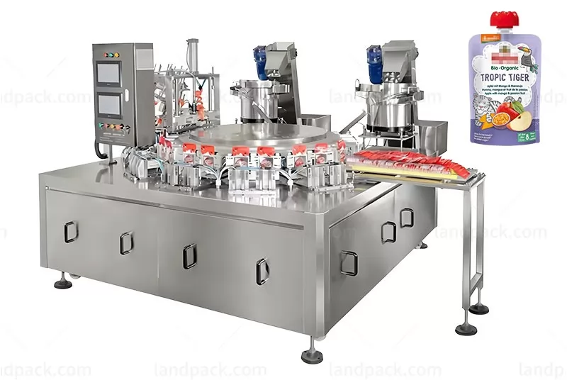 Fully Automatic Spout Inserting Sealing Machine for Fruit Juice Baby Puree