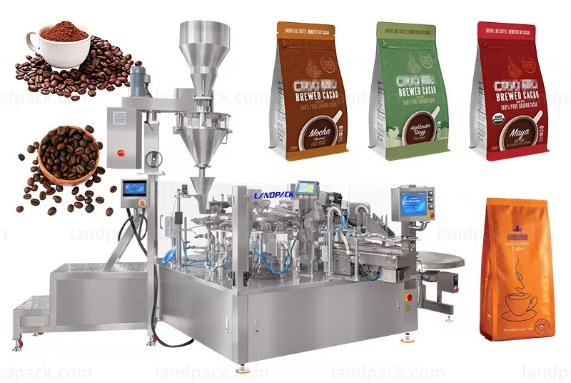 Coffee Been Packaging Machine 10 Working Stations Rotary Doypack Packing Machine