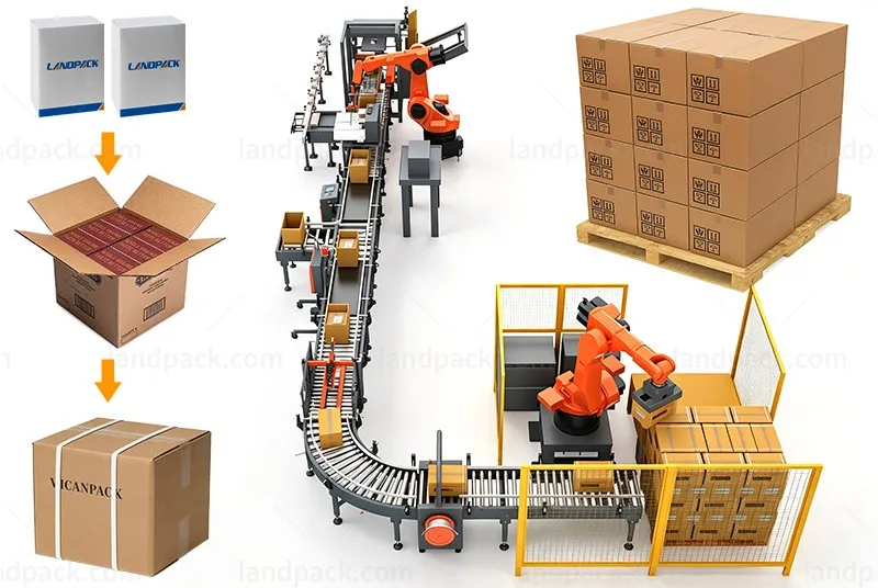Automatic Case Packing Robot Palletizing Packing Systems For Carton End of Line Packaging