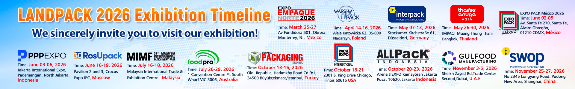 Landpack 2026 Exhibition Timeline