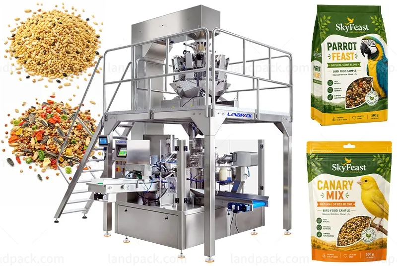 Automatic Bird Feed Pet Food Rotary Premade Pouch Packing Machine with Multihead Weigher